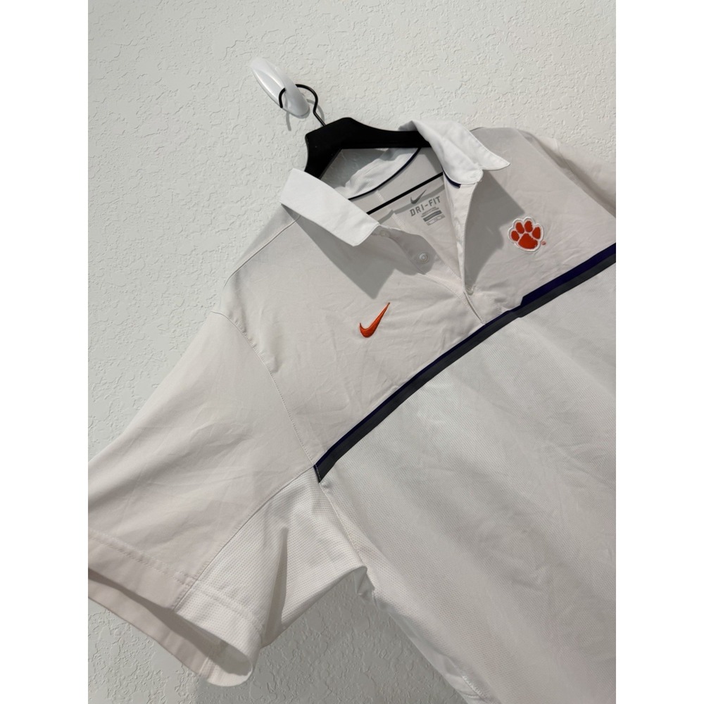 Nike Dri-FIT Clemson Tigers Paw Logo Polo Shirt White XXL